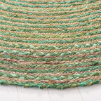 SAFAVIEH Area Rug 5x8 Oval- Cape Cod Collection - Green & Natural Brown, Handmade Jute & Cotton, Woven Braided Design (CAP202Y)