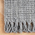Nuloom Daniela Grey, 6' x 9', Handmade, Jute, Tassel, Soft and Textured, High Traffic, Stain Resistant, Easy Clean, Durable Area Rug for Bedroom, Living Room, Dining Space, Foyer, Entryway