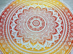 Round Beach Tapestry Turquoise Mandala Throw/Boho Hippie Beach Blanket Roundie/Indian Cotton Bohemian Large Round Table Cloth-Home Decor/Yoga Mat Meditation Picnic Rug (70", Yellow-Orange)