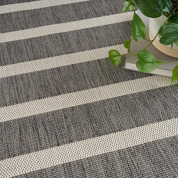 Nourison Home Positano Charcoal Ivory 5' x 7' Area Rug - Easy Clean, Non Shedding, Bed Room, Living Room, Dining Room, Kitchen (5' x 7')