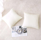 NiNi ALL Decorative Throw Pillow Covers Velvet 26x26 Inch Pack of 2 Cream White Cushion Covers Soft for Couch Sofa Bedroom Living Room Outdoor