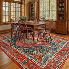 YJ.GWL Area Rugs for Living Room 10x14 Machine Washable Rugs, Non Slip Floral Vintage Rug Indoor Carpet, Stain Resistant Large Rug for Bedroom Dining Room, Orange-Red