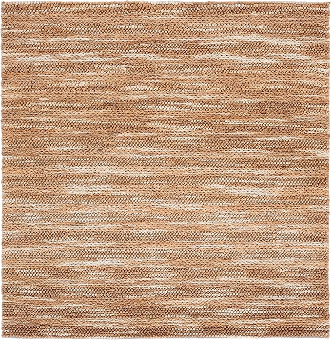 SAFAVIEH Natural Fiber Couture Collection Area Rug - 6' Square, Natural, Handmade Jute, Ideal for Living Room, Bedroom, Home Office, Dining Space (NFC101B-6SQ)
