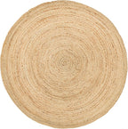 HOMEMONDE 6ft Round Natural Jute Rug - Handwoven Braided Reversible Vintage Area Rug Farmhouse Rustic and Bohemian Eco Friendly Home Décor for Bedroom, Living Room and Kitchen