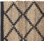 · REDEARTH · Jute Cotton Area Rug, Sustainable Handwoven, Non-Shedding, Soft & Durable – Reversible, Neutral Tones for Home Décor in Living Room, Dining Room, Bedroom (Sierra Loom Black, 2'x6')