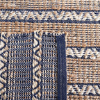 SAFAVIEH Natural Fiber Collection Area Rug - 6' x 9', Navy & Natural, Handmade Flat Weave Stripe Jute & Cotton Jute, Ideal for High Traffic Areas in Living Room, Bedroom (NFB655N)