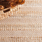 SAFAVIEH Natural Fiber Collection Area Rug - 5' x 8', Ivory & Natural, Handmade Boho Farmhouse Rustic Jute & Cotton Jute, Ideal for High Traffic Areas in Living Room, Bedroom (NFB654A)