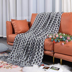 NTBAY Acrylic Knitted Throw Blanket, Lightweight and Soft Cozy Decorative Woven Blanket with Tassels for Travel, Couch, Bed, Sofa, 51x67 Inches, Grey Wave