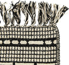 Bloomingville Soft Reclaimed Cotton Blend Throw with Diamond Pattern and Fringe, Black and Beige