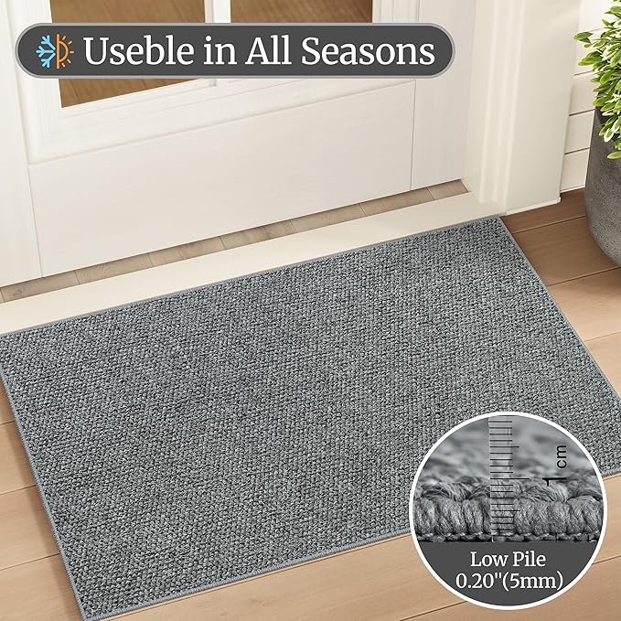 Faux Jute Non-Slip Area Rug, 9x12 Washable Pet-Friendly Floor Mat for Living Room, Bedroom, Entryway, Machine Woven Durable Scratch Resistant Carpet, Grey