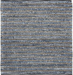 SAFAVIEH Cape Cod Collection Area Rug - 6' Square, Blue & Natural, Handmade Flat Weave Braided Jute & Cotton, Ideal for High Traffic Areas in Living Room, Bedroom (CAP363A)