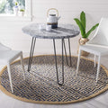 SAFAVIEH Natural Fiber Collection 6' Round Tropical Blue NF266D Handmade Boho Diamond Tassel Jute Area Rug