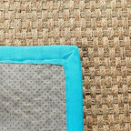 SAFAVIEH Natural Fiber Collection Runner Rug - 2'6" x 6', Natural & Turquoise, Seagrass, Basketweave Pattern with Border (NF114S)