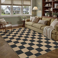 5x7 Checkered Easy Jute Area Rug Outdoor Patio Rug Washable Carpet for Living Room Checkerboard Indoor Outdoor Carpet Farmhouse Non Slip Black Geometric Mat for Backyard Dining Room