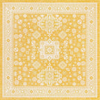 Rugs.com Outdoor Aztec Collection Rug – 10 Ft Square Yellow Flatweave Rug Perfect for Living Rooms, Kitchens, Entryways