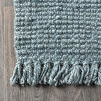 JONATHAN Y Handwoven Jute Fringe Light Blue/Gray Indoor Area Rug, 5x8, Pata, Bohemian, Rustic, Cottage, Easy-Cleaning for Living Room, Bedroom, Kitchen, Non-Shedding (NRF103B-5)