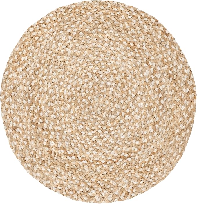 SAFAVIEH Natural Fiber Round Collection 4' Round Ivory NF804B Handmade Boho Charm Braided Jute Area Rug