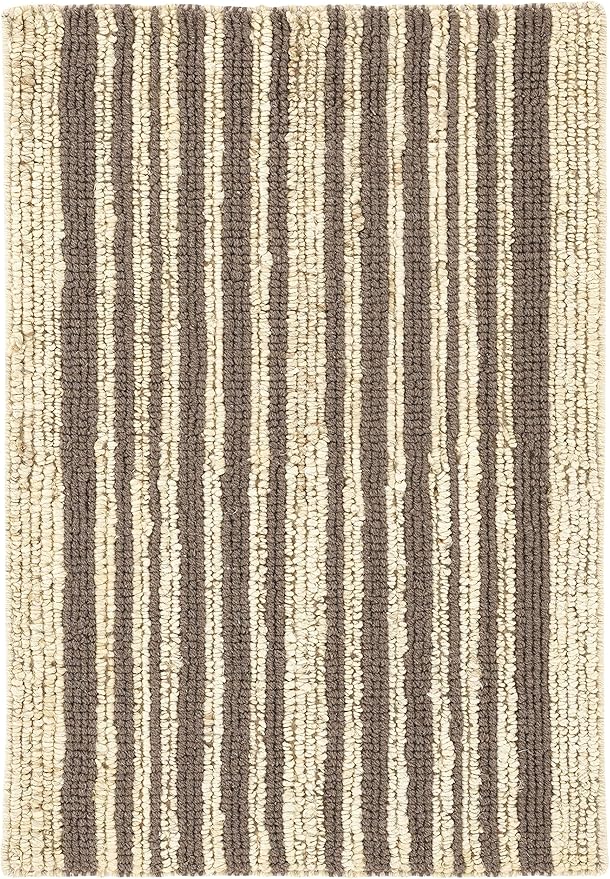 Dash and Albert Calder Stripe Grey Handwoven Jute Rug, 10 X 14 Feet, Neutral/Grey Stripe Pattern