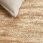 SAFAVIEH Natural Fiber Couture Collection Area Rug - 6' Square, Ivory & Natural, Handmade Jute, Ideal for Living Room, Bedroom, Dining Space (NFC101A)