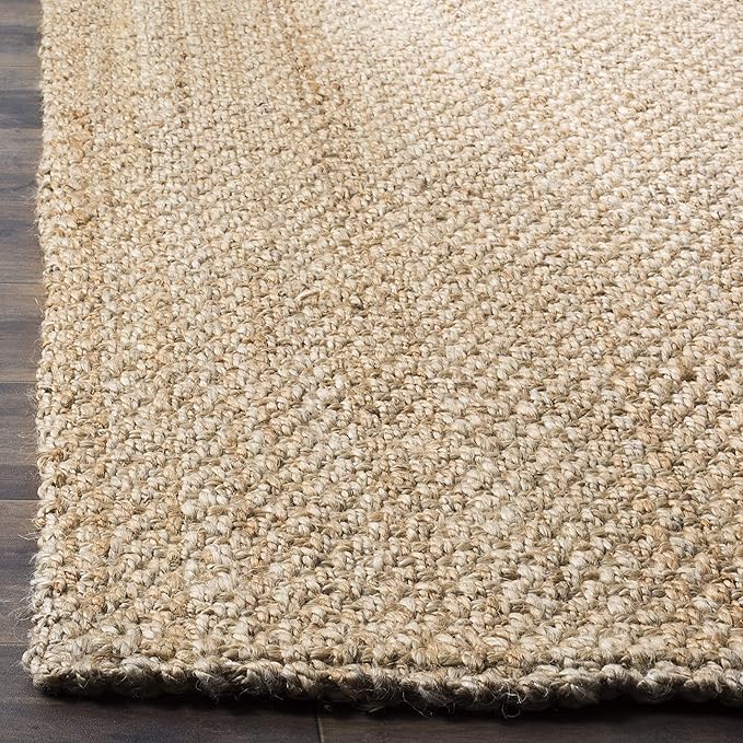 SAFAVIEH Area Rug 4' Square - Natural Fiber Collection - Natural Brown, Handmade Jute, Basketweave Design (NF401A)