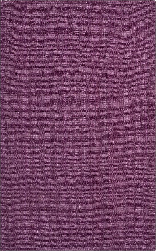 SAFAVIEH Area Rug 4x6 - Natural Fiber Collection - Purple, Handmade Jute, Farmhouse Style, Chunky Textured Thick Pile (NF447B)
