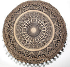 INDIAN CRAFT CASTLE ICC Black Gold Mandala Mandala Barmeri Large Floor Pillow Cover Cushion Meditation Seating Ottoman Throw Cover Hippie Decorative Zipped Bohemian Pouf Ottoman Cases 16" Round