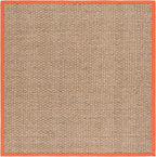 SAFAVIEH Area Rug 6' Square - Natural Fiber Collection - Natural & Rust, Seagrass, Basketweave Pattern with Border (NF114Y)