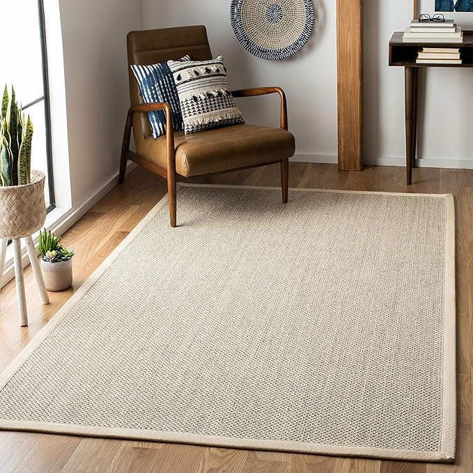 SAFAVIEH Area Rug 3x5 - Natural Fiber Collection - Marble & Beige, Sisal, Woven Design with Border (NF143C)