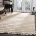 SAFAVIEH Natural Fiber Collection Area Rug - 6' Square, Ivory & Ivory, Handmade Tassel Jute, Ideal for High Traffic Areas in Living Room, Bedroom (NF550B)