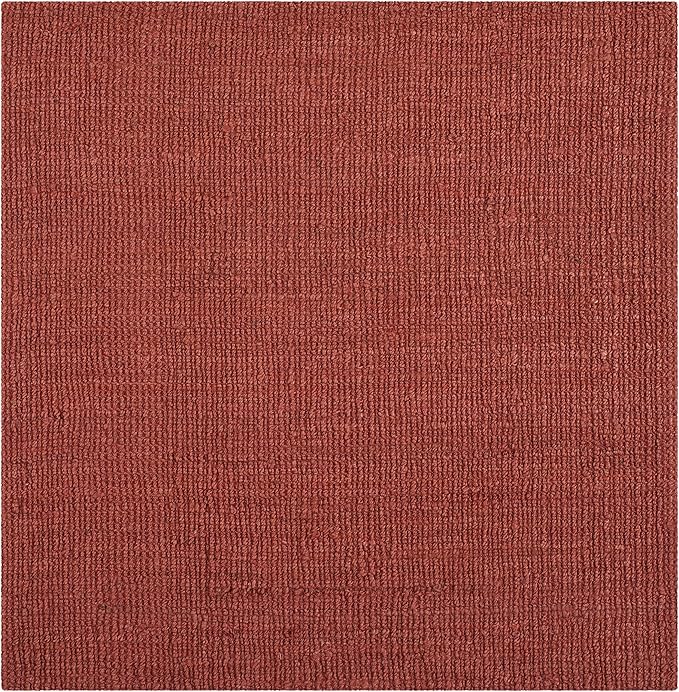 SAFAVIEH Area Rug 6' Square - Natural Fiber Collection - Rust, Handmade Jute, Farmhouse Style, Chunky Textured Thick Pile (NF447C)