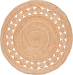 SAFAVIEH Area Rug 10' Round - Natural Fiber Collection - Large - Natural Brown, Handmade Jute, Boho Farmhouse Braided Design (NF364A)
