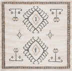 SAFAVIEH Kilim Collection Area Rug - 9' Square, Ivory & Black, Handmade Flatweave Boho Tribal Jute, Ideal for Living Room, Bedroom, Dining Room (KLM762A-9SQ)