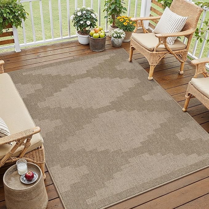 3x5 Easy Jute Outdoor Patio Rug Washable Brown Neutral Entrance Area Rug for Living Room Lightweight Non Slip No Sheding Doormat Entryway Farmhouse Bedroom Backyard Kitchen Deck