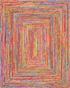 SAFAVIEH Area Rug 10x14 - Cape Cod Collection - Large - Red & Multi, Handmade Jute & Cotton, Woven Braided Design (CAP202A)
