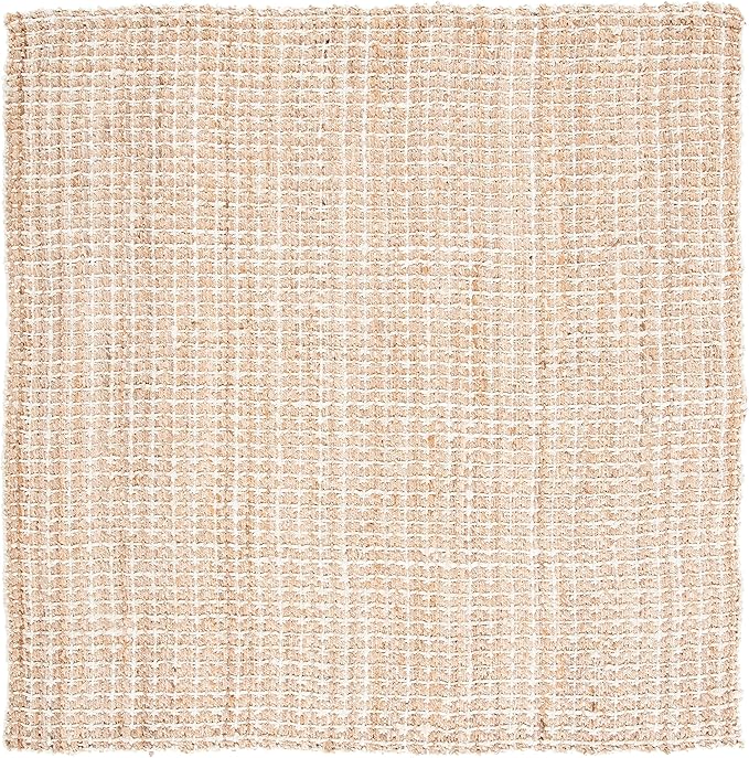 SAFAVIEH Natural Fiber Collection Area Rug - 7' Square, Natural, Handmade Boho Farmhouse Woven Jute, Ideal for High Traffic Areas in Living Room, Bedroom (NF187A)