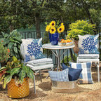 DFXSZ Blue Flower Pillow Covers 20x20 Inch Set of 2 Dark and Light Blue Colored Pillow Farmhouse Outdoor Waterproof Decor for Patio Funiture Garden Summer Floral Square Polyester Pillow Covers 002E20