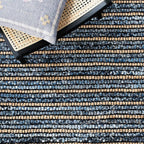 SAFAVIEH Cape Cod Collection X-Large Area Rug - 11' x 16', Blue & Natural, Handmade Flat Weave Braided Jute & Cotton, Ideal for High Traffic Areas in Living Room, Bedroom (CAP363A)