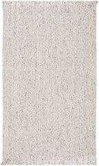 SAFAVIEH Natural Fiber Collection Area Rug - 6' x 9', Silver & Natural, Handmade Woven Fringe Jute, Ideal for High Traffic Areas in Living Room, Bedroom (NF826G)