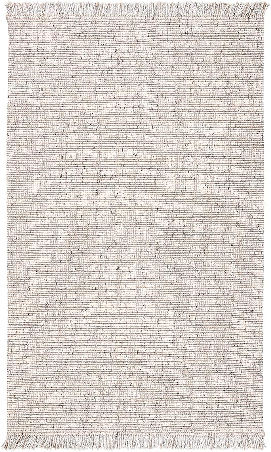 SAFAVIEH Natural Fiber Collection Area Rug - 5' x 8', Silver & Natural, Handmade Woven Fringe Jute, Ideal for High Traffic Areas in Living Room, Bedroom (NF826G)