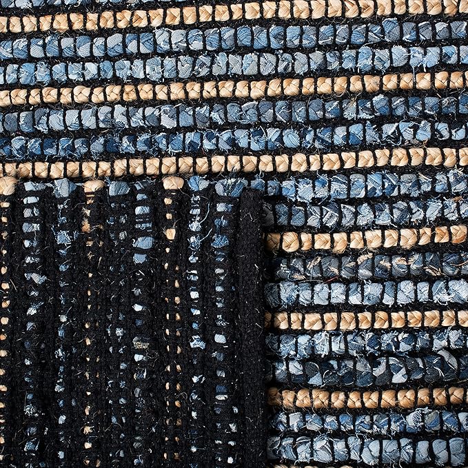 SAFAVIEH Cape Cod Collection Area Rug - 10' x 14', Blue & Natural, Handmade Flat Weave Braided Jute & Cotton, Ideal for High Traffic Areas in Living Room, Bedroom (CAP363A)