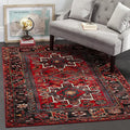 SAFAVIEH Vintage Hamadan Collection Area Rug - 5'3" x 7'6", Red & Multi, Traditional Persian Design, Non-Shedding & Easy to Clean, Ideal for Living Room, Bedroom, Dining Space (VTH211A)