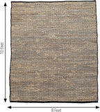Chardin home 8x10 Jute Cotton Handwoven Area Rug | Braided Boho Farmhouse Rug in Natural Jute/Black | Rustic Vintage Floor Covering for Living Room, Bedroom, Kitchen, and Entryway