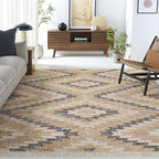 SAFAVIEH Area Rug 8x10 - Natural Fiber Collection - Large - Natural & Black, Handmade Jute, Boho Style, Ideal for Living Room, Bedroom, Dining Space (NFB401A)