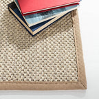 SAFAVIEH Natural Fiber Collection Runner Rug - 2'6" x 14', Marble & Linen Color, Sisal, Woven Design with Border (NF143B)