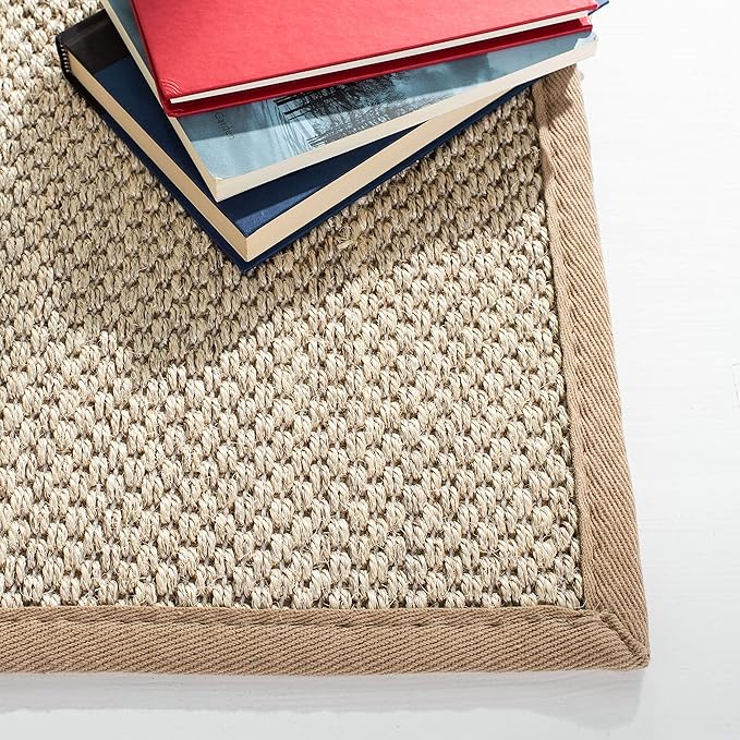 SAFAVIEH Area Rug 3x5 - Natural Fiber Collection - Marble & Linen Color, Sisal, Woven Design with Border (NF143B)