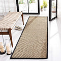 SAFAVIEH Natural Fiber Collection Runner Rug - 2'6" x 22', Natural & Black, Seagrass, Basketweave Pattern with Border (NF114C)