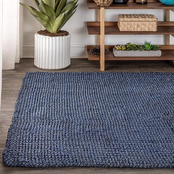 JONATHAN Y Pata Hand Woven Chunky Jute Navy Indoor Area Rug, 12x18, Bohemian, Rustic, Cottage, Easy-Cleaning for Living Room, Bedroom, Kitchen, Non-Shedding (NRF102D-18)