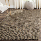SAFAVIEH Natural Fiber Collection X-Large Area Rug - 11' x 15', Natural & Black, Handmade Jute, Ideal for High Traffic Areas in Living Room, Bedroom (NF181C)