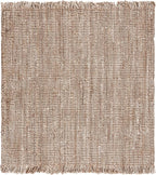 SAFAVIEH Natural Fiber Collection Area Rug - 6' Square, Grey & Beige, Handmade Woven Fringe Jute, Ideal for High Traffic Areas in Living Room, Bedroom (NF825F)