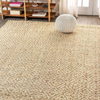 JONATHAN Y Hira Hand Woven Diamond Chunky Jute Natural Indoor Area Rug, 8x10, Bohemian, Transitional, Easy-Cleaning for Living Room, Bedroom, Kitchen, Pet Friendly, Non-Shedding (NFR100A-8)